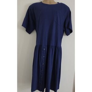 Vtg 80s 90s Justin Allen Xrta Blue T Shirt Dress Size 24 W
